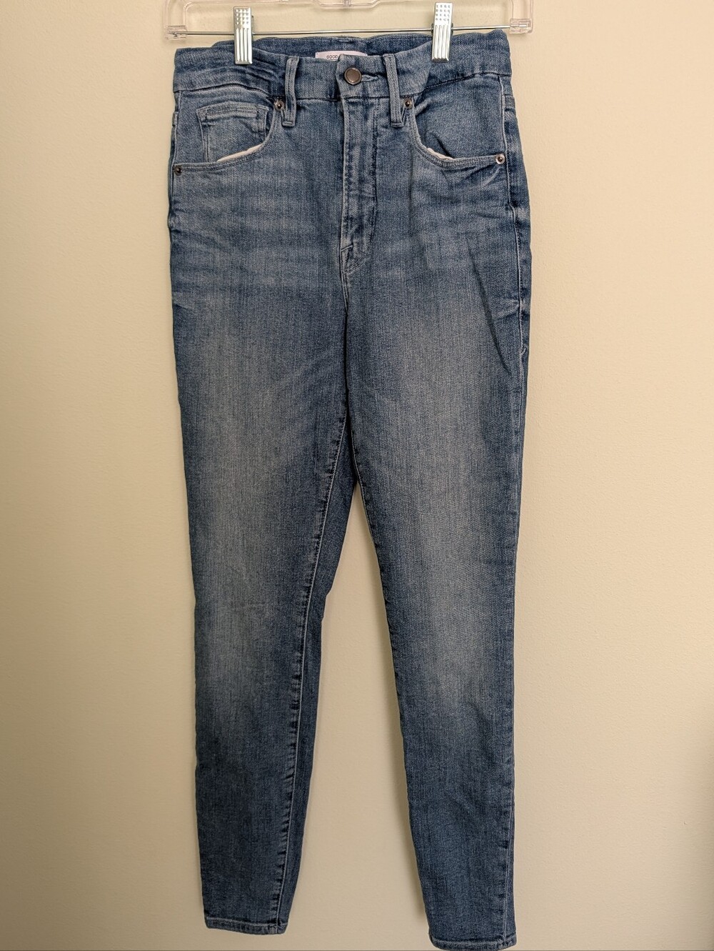Good American Good Waist Skinny Jeans Size 4/27 Blue 262 High Rise Distressed